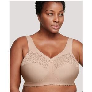 Glamorise NWOT Size 48D MagicLift Cafe Tan Minimizer Wireless Support Bra 1001